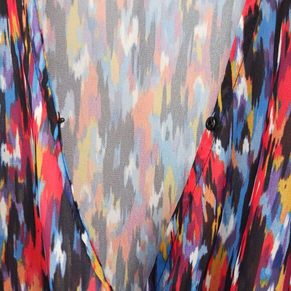 House Of Harlow 1960 X REVOLVE Joli Tie Cuff Blouse Size XL Abstract Blue Multi - Picture 9 of 15